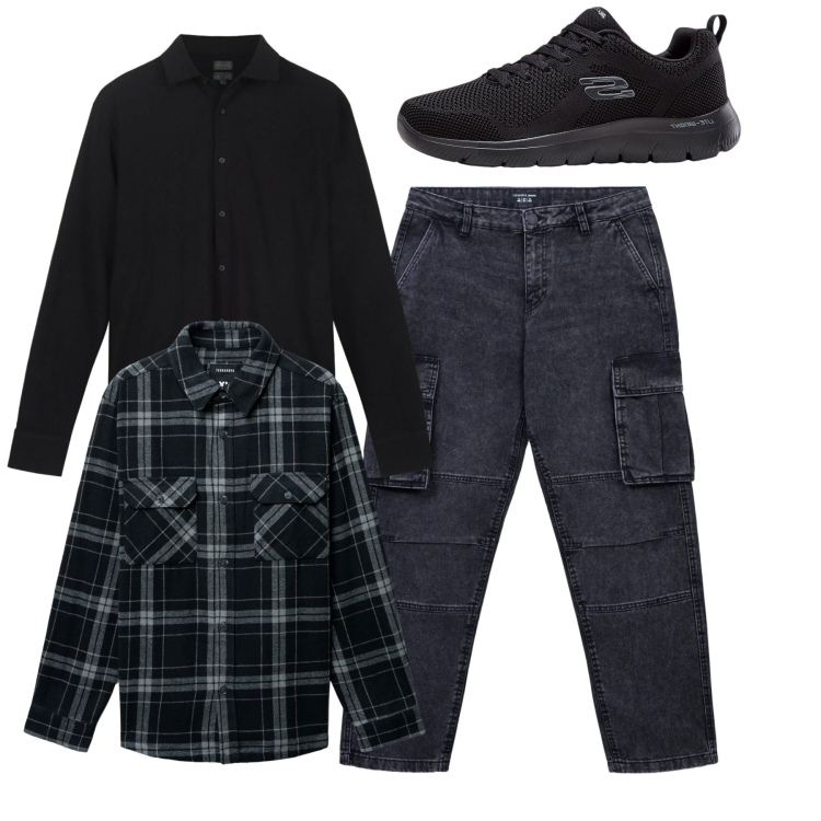 Outfit uomo - Total look. Stile Casual per Tutti i giorni. Abbinamento con sneakers, jeans, cappotti, polo.