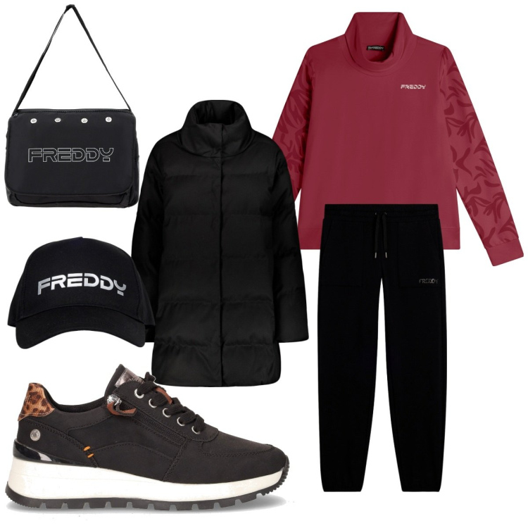 Outfit donna - Novembre in casual chic. Stile Casual chic per Tutti i giorni. Abbinamento con felpe, pantaloni, cappelli, borse messenger, piumini, sneakers.