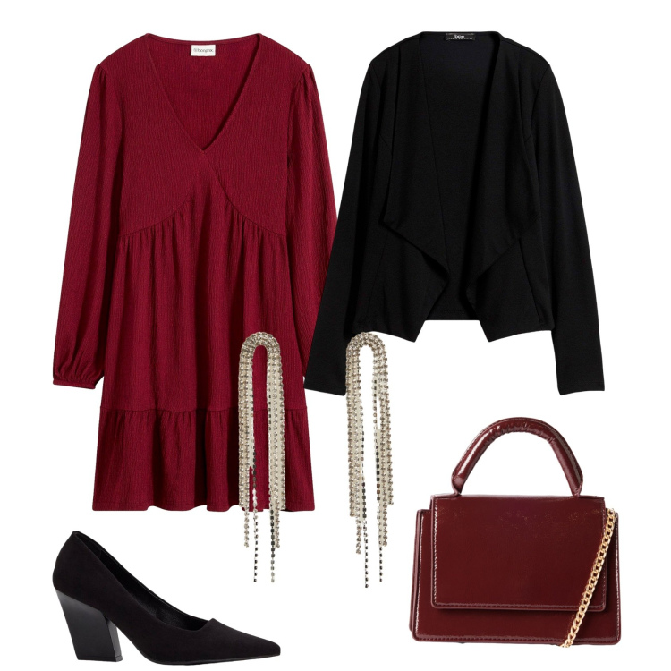 Outfit donna - Total look #2292288. Stile Casual chic per Serata fuori. Abbinamento con vestiti, blazer, décolleté, orecchini, borse a tracolla.