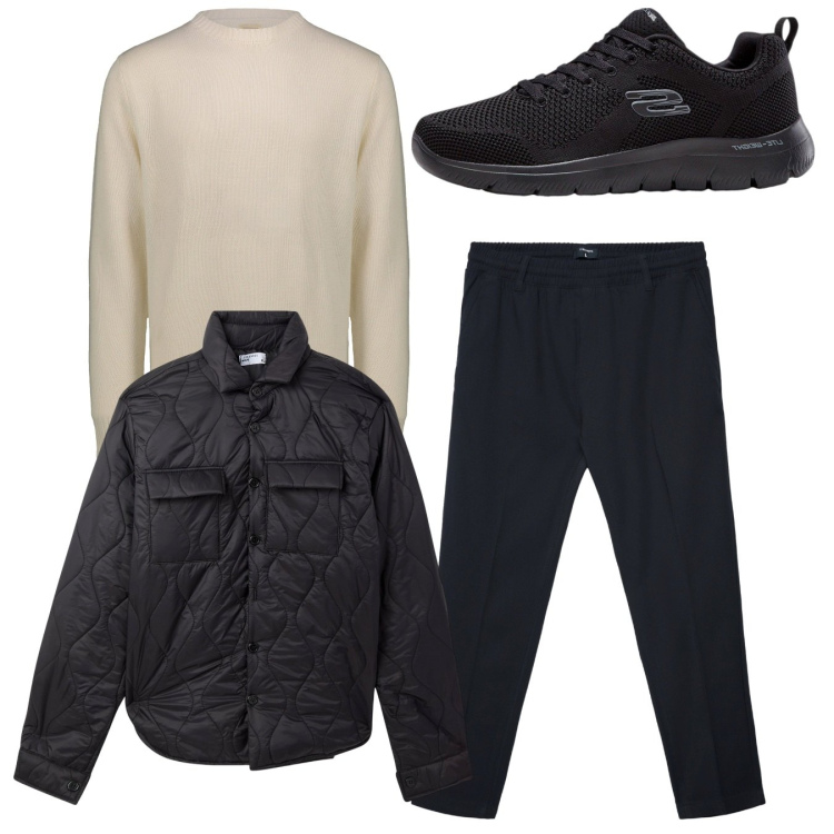 Outfit uomo - Total look. Stile Casual per Tutti i giorni. Abbinamento con sneakers, pantaloni, giacche, maglieria.