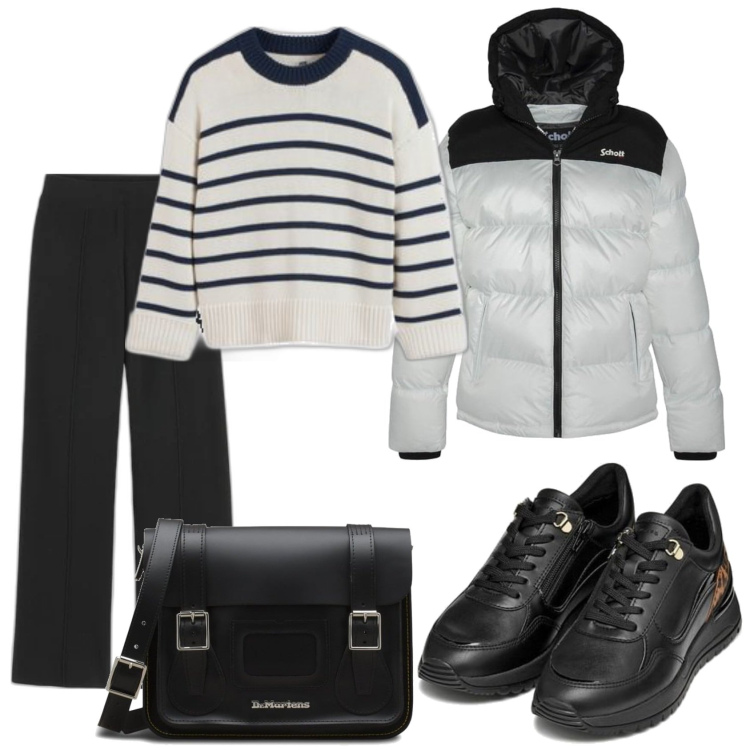 Outfit mujer - Basic look. Estilo Basic para Todos los días. Combinación con blazers, pantalones, sneakers, prendas de punto, bandoleras.