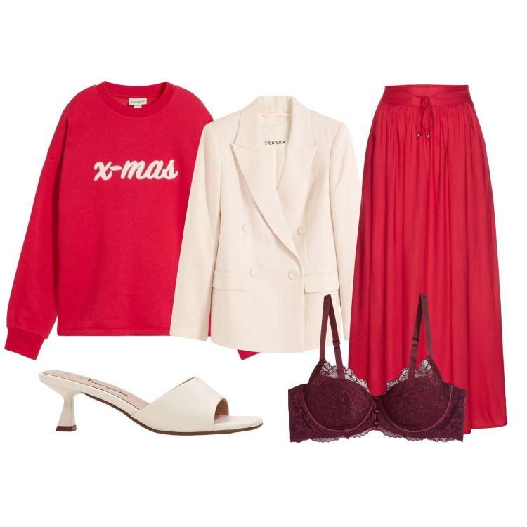 Outfit donna - Total look #2292394. Abbinamento con gonne lunghe, felpe, blazer, ciabatte, reggiseni.