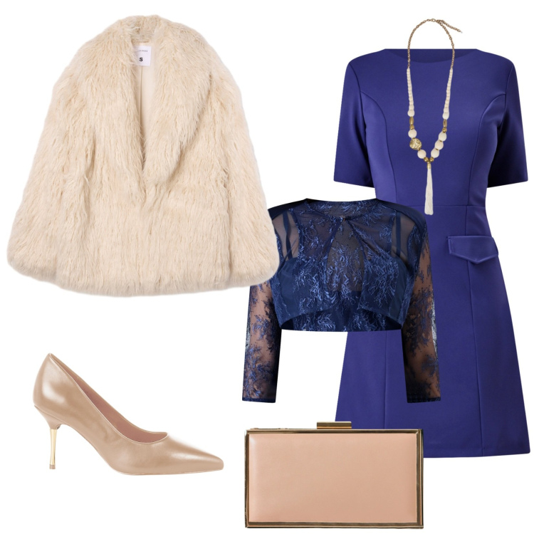 Outfit donna - Cerimonia a Dicembre. Stile Bon Ton per Cerimonia. Abbinamento con vestiti a tubino, bolero, décolleté, pochette, ecopellicce, ciondoli.