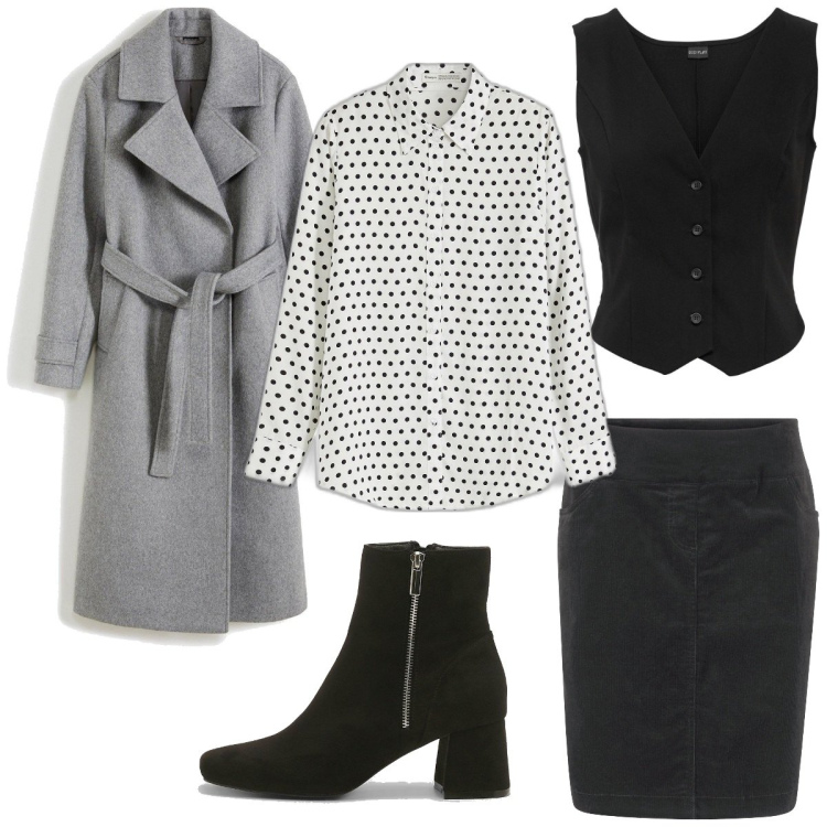 Outfit femme - Basique #6346. Style Basique pour Tous les jours. Assortir avec gilets sans manche, chemisiers, manteaux, jupes longues, bottines.