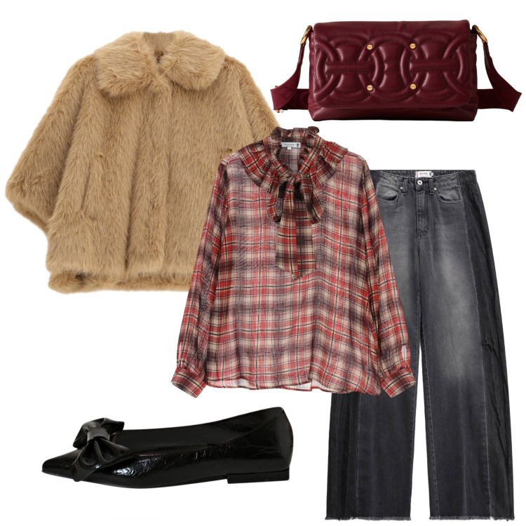 Outfit donna - Total look #2292452. Stile Casual chic per Tutti i giorni. Abbinamento con jeans, bluse, blazer, ballerine, borse a tracolla.