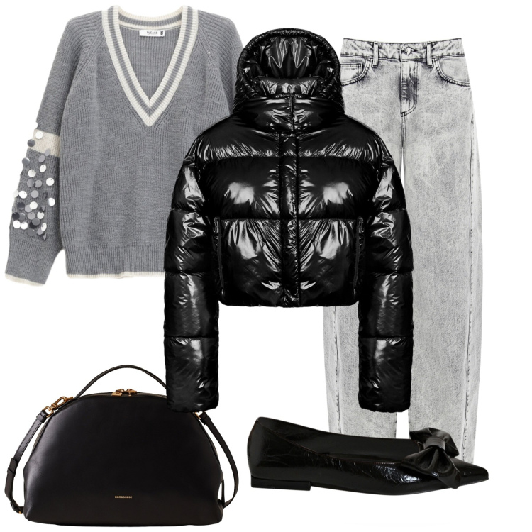 Outfit donna - In saldo. Stile Casual chic per Tutti i giorni. Abbinamento con maglieria, jeans, ballerine, borse a mano, piumini.