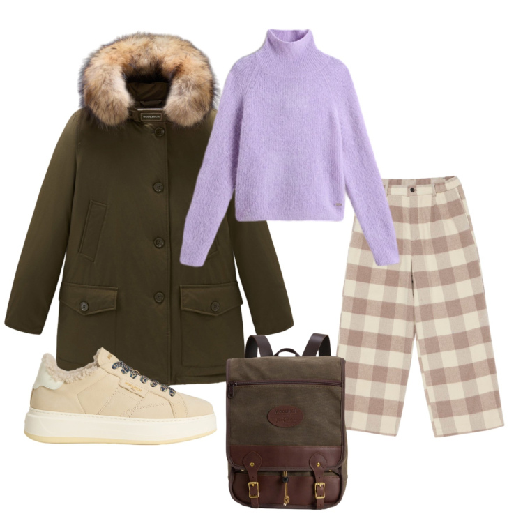 Outfit donna - Woolrich Girl. per Tutti i giorni. Abbinamento con parka, pantaloni, sneakers, zaini, maglieria.