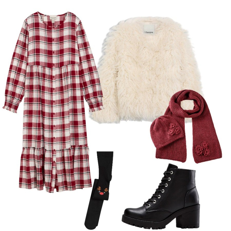 Outfit donna - Total look #2292490. Abbinamento con vestiti midi/longuette, stivaletti, sciarpe, collant, ecopellicce.