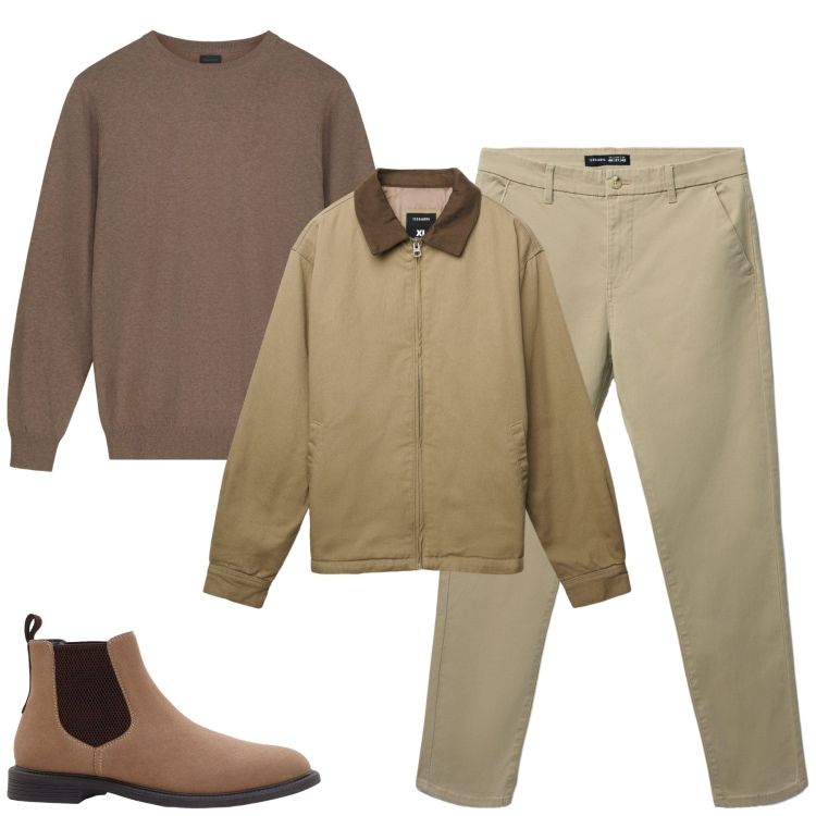 Outfit uomo - Total look #2292495. Stile Urban per Tutti i giorni. Abbinamento con stivali e stivaletti, pantaloni chino, cappotti, maglieria.