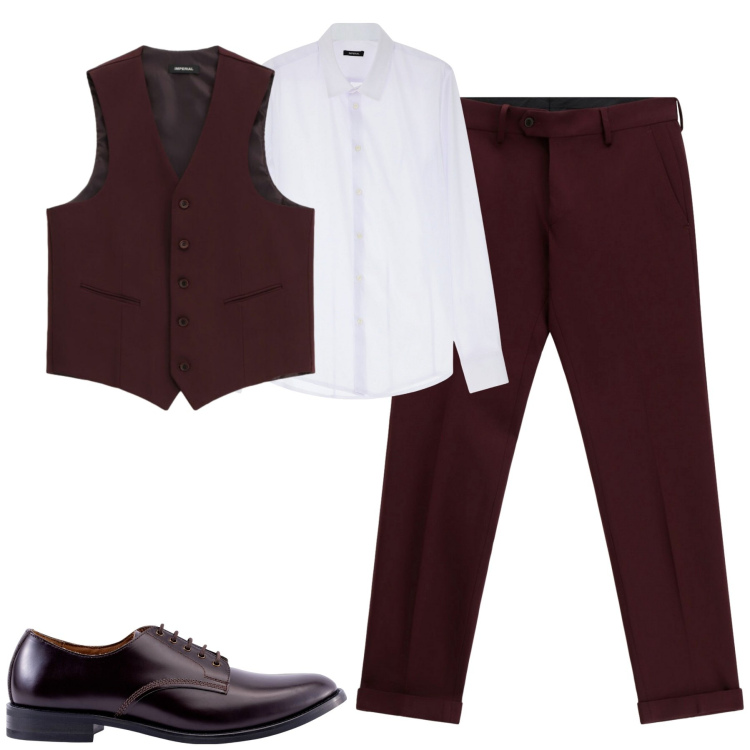 Outfit uomo - Imperial. Stile Trendy per Tutti i giorni. Abbinamento con camicie, pantaloni, gilet, scarpe stringate.