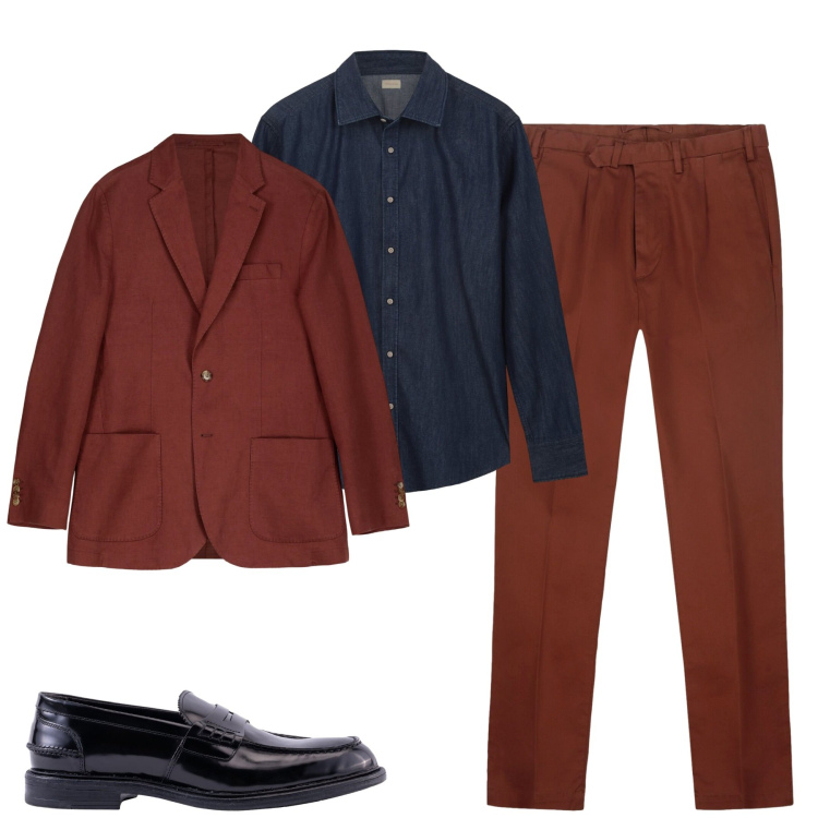 Outfit uomo - Total look #2292501. Stile Urban per Tutti i giorni. Abbinamento con giacche, pantaloni, camicie, scarpe stringate.