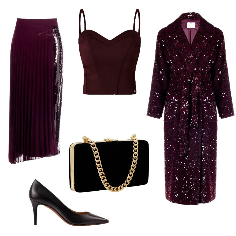 Outfit donna - Eleganza 100%. Abbinamento con cappotti, gonne longuette, top, clutch, décolleté.