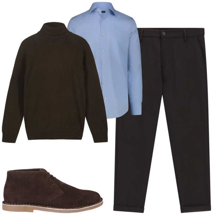 Outfit uomo - Total look #2292557. Stile Trendy per Tutti i giorni. Abbinamento con pantaloni, stivali e stivaletti, camicie, pullovers.