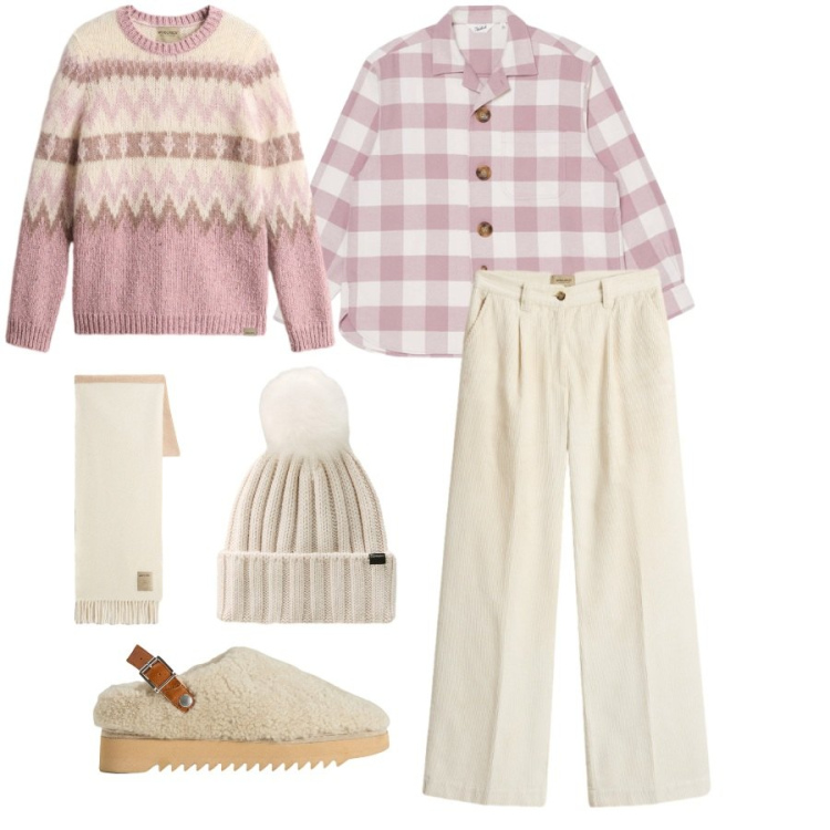 Outfit donna - Total look #2292576. Abbinamento con pantaloni, sciarpe, sabot, berretti, maglieria, camicie.