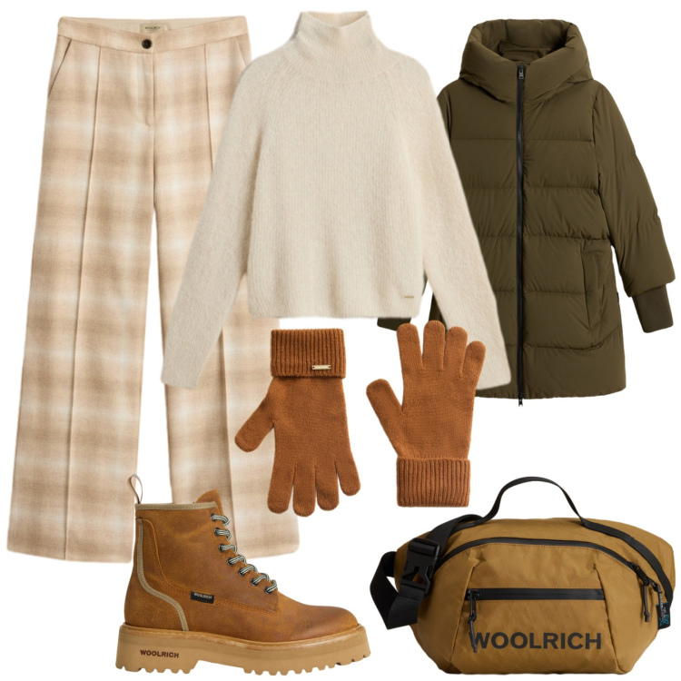 Outfit donna - Arriva il freddo. Stile Basic per Tutti i giorni. Abbinamento con piumini, maglieria, guanti, anfibi, pantaloni, borse a tracolla.