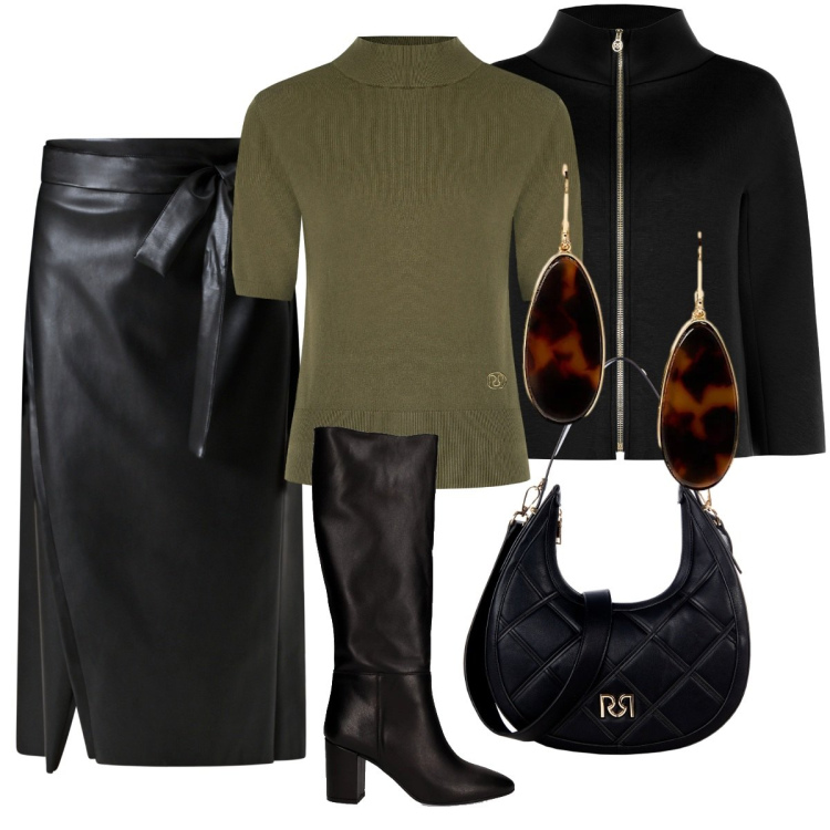 Outfit donna - Rinascimento. Stile Sexy per Serata fuori. Abbinamento con gonne longuette, pullovers, cappe, borse a tracolla, orecchini, stivali.