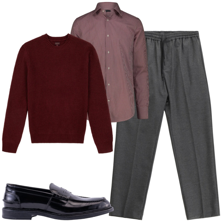 Outfit uomo - City. Stile Trendy per Tutti i giorni. Abbinamento con pantaloni, camicie, scarpe stringate, maglieria.