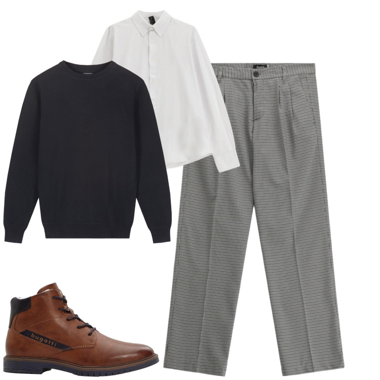 Outfit uomo - Total look #2292844. Stile Urban per Tutti i giorni. Abbinamento con anfibi, camicie, pantaloni, maglieria.
