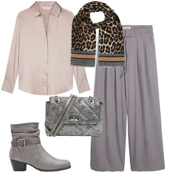 Outfit donna - Camicia e foulard - @sartorielena. Stile Bon Ton per Ufficio. Abbinamento con stivaletti, pantaloni, foulard, camicie, borse a tracolla.