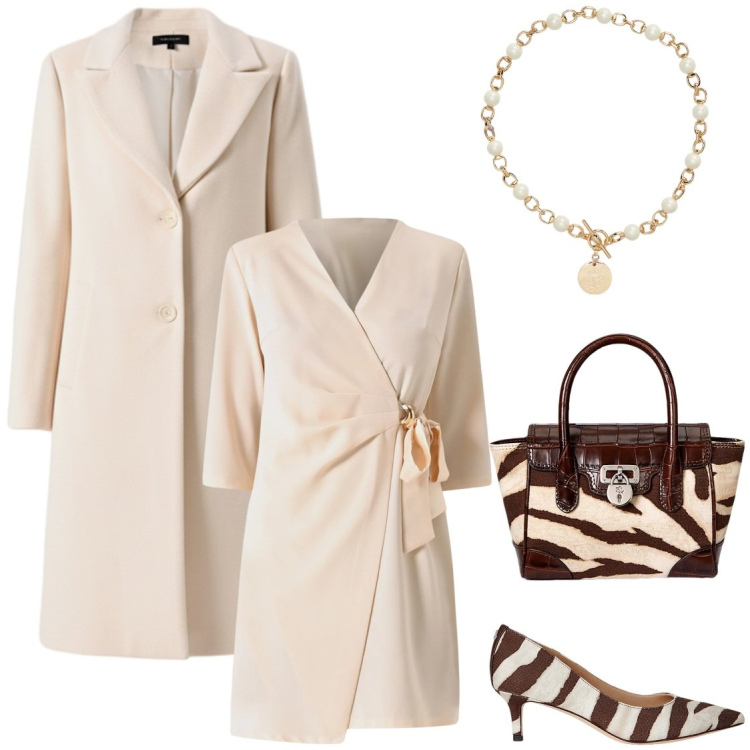 Outfit donna - Bianco. Stile Bon Ton per Cerimonia. Abbinamento con vestiti corti, cappotti, décolleté, collane, borse a mano.