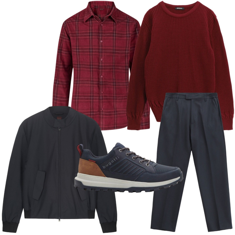 Outfit uomo - Mix invernale. Stile Casual per Tutti i giorni. Abbinamento con sneakers, pantaloni, maglieria, bomber, camicie.