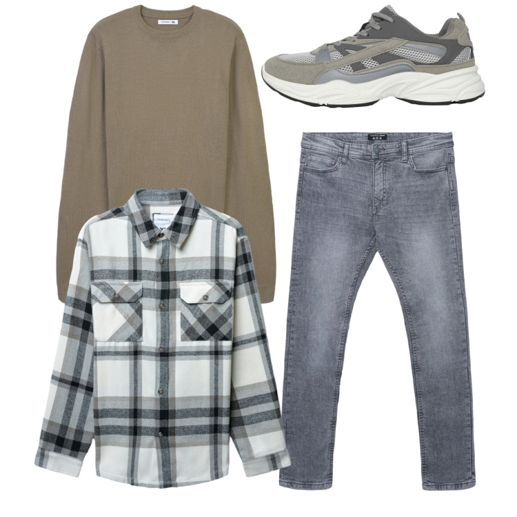 Outfit uomo - I quadroni. Stile Casual per Tutti i giorni. Abbinamento con sneakers, cappotti, maglieria, jeans skinny.