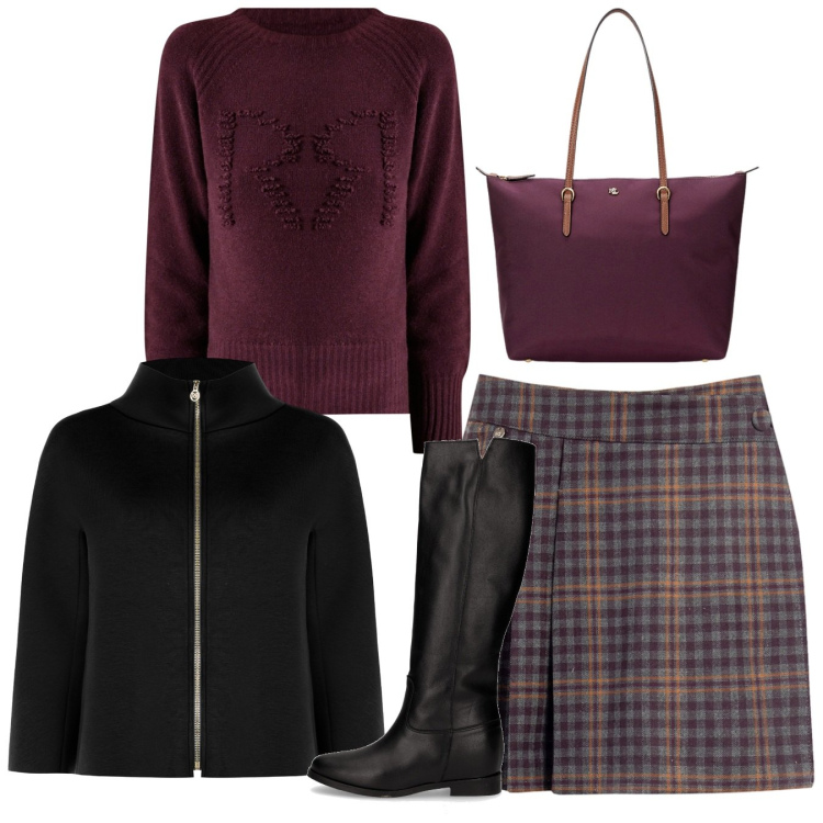 Outfit donna - Rinascimento - Black Friday 2025. Stile Bon Ton per Scuola/Università. Abbinamento con minigonne, cappe, maglieria, borse tote, stivali.