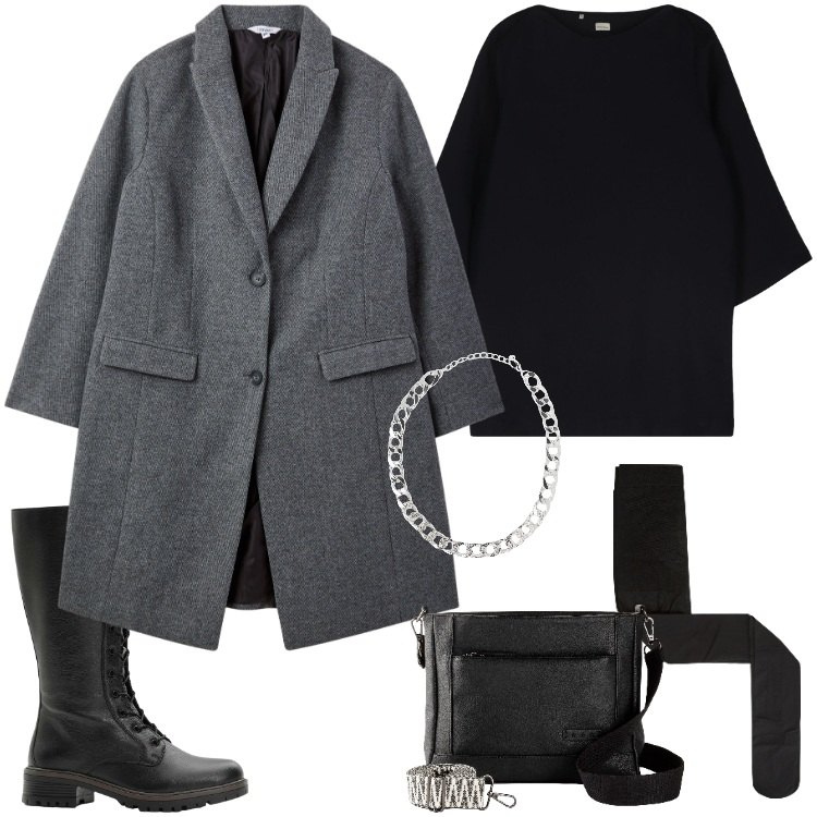 Outfit donna - Total look #2292901. Stile Boho per Tutti i giorni. Abbinamento con borse a tracolla, stivali, collant, collane, cappotti, vestiti corti.