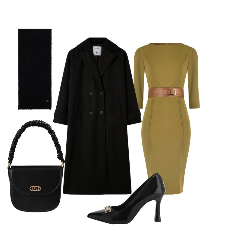 Outfit donna - Per negozi. Stile Chic per Serata fuori. Abbinamento con vestiti a tubino, borse a mano, cappotti, décolleté, sciarpe.