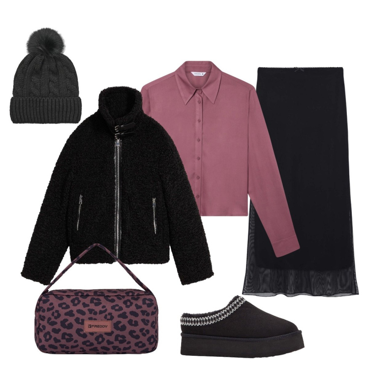 Outfit donna - Calda con il bomber in ecopelliccia. Stile Casual chic per Tutti i giorni. Abbinamento con ecopellicce, stivaletti, gonne lunghe, camicie, berretti, borse a spalla.