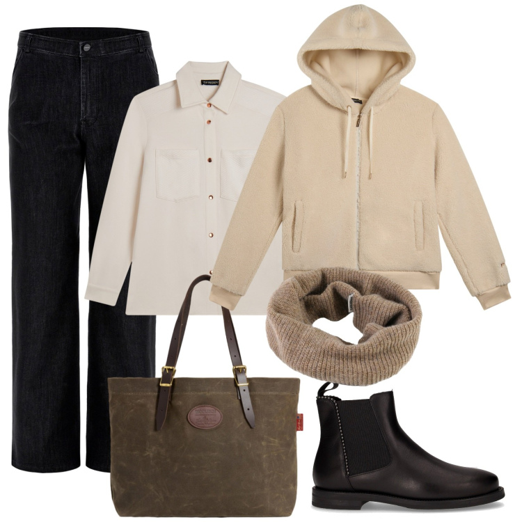 Outfit donna - Cappottino con cerniera. Stile Casual chic per Tutti i giorni. Abbinamento con jeans, bomber, camicie, scaldacollo, borse tote, stivaletti chelsea.