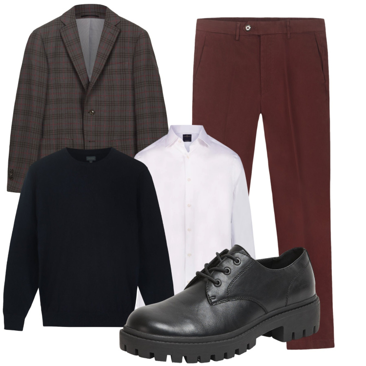 Outfit uomo - Total look #2293425. Stile Business/Elegante per Ufficio. Abbinamento con scarpe stringate, camicie, maglieria, pantaloni chino, giacche.