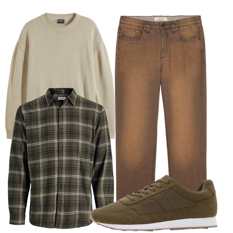 Outfit uomo - Total look #2293430. Stile Casual per Tutti i giorni. Abbinamento con jeans, maglieria, camicie, sneakers.