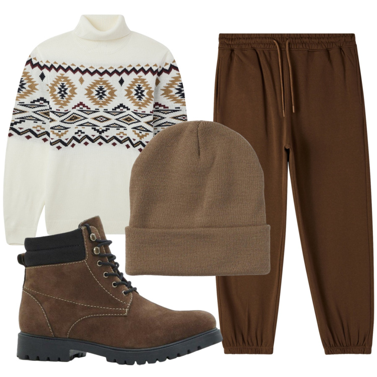 Outfit uomo - Total look #2293439. Stile Casual per Tutti i giorni. Abbinamento con stivali e stivaletti, maglieria, berretti, pantaloni.