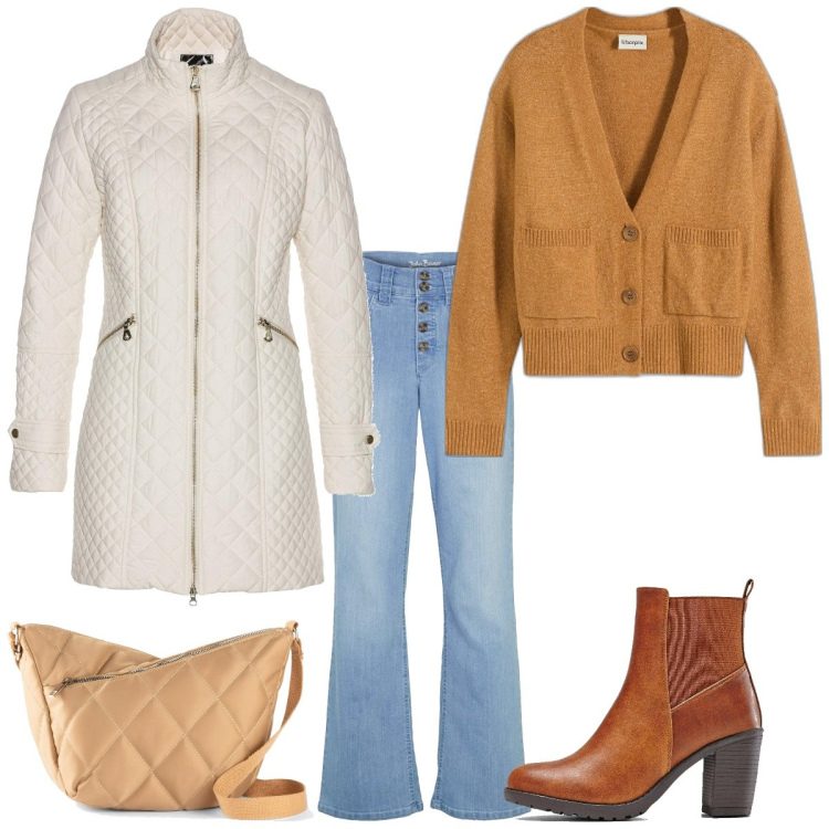 Outfit femme - Basique #6360. Style Basique pour Tous les jours. Assortir avec bottines, manteaux, jean coupe droite, pulls, sacs en bandoulière.