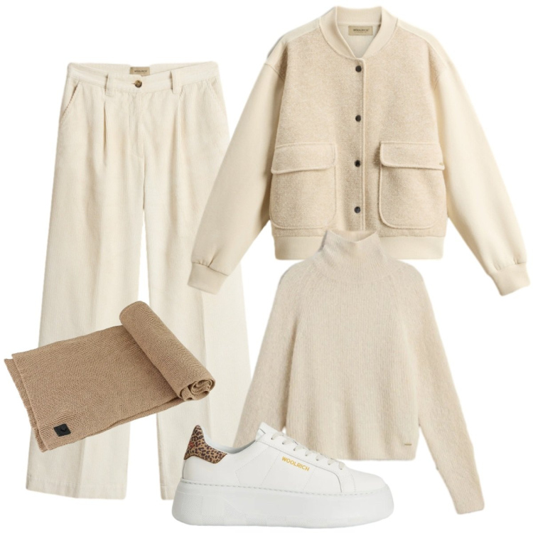 Outfit donna - Total look #2293616. Stile Basic per Tutti i giorni. Abbinamento con sciarpe, felpe, maglieria, pantaloni, sneakers.