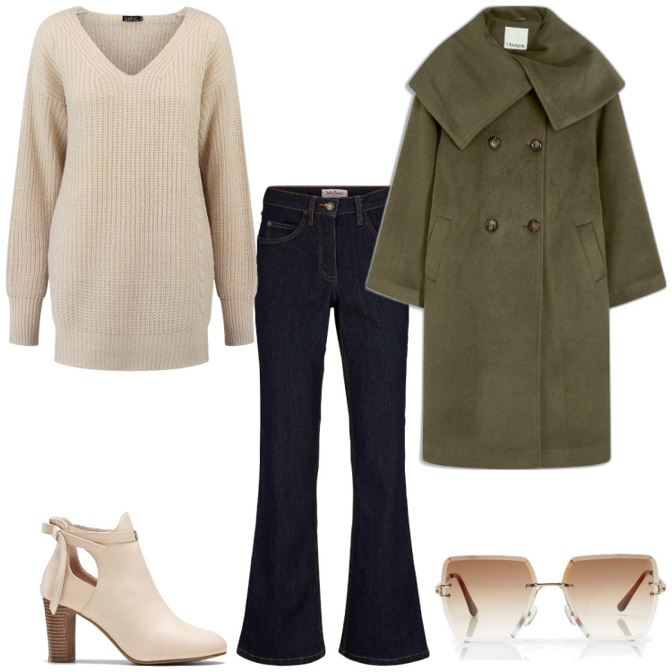 Outfit femme - Basique #6361. Style Basique pour Tous les jours. Assortir avec bottines, jean bootcut, manteaux, pulls, lunettes de soleil.