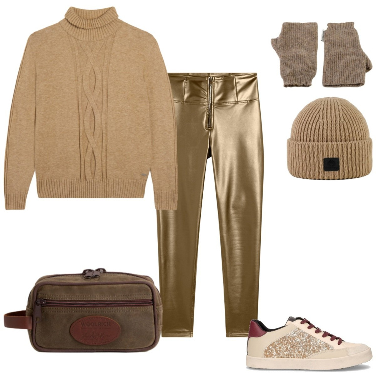 Outfit donna - In viaggio con stile. Stile Casual chic per Tutti i giorni. Abbinamento con pantaloni skinny, maglieria, guanti, berretti, valigie, sneakers.
