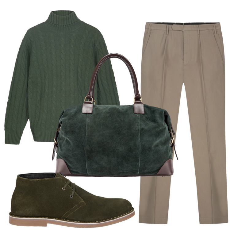 Outfit uomo - Total look #2293681. Stile Casual per Tutti i giorni. Abbinamento con maglieria, stivali e stivaletti, borse sportive, pantaloni.