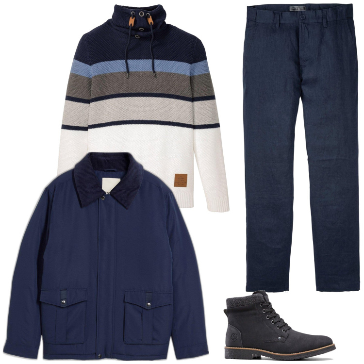 Outfit homme - Bastien. Style Casual pour Tous les jours. Assortir avec bottes, pantalon , pulls, vestes.