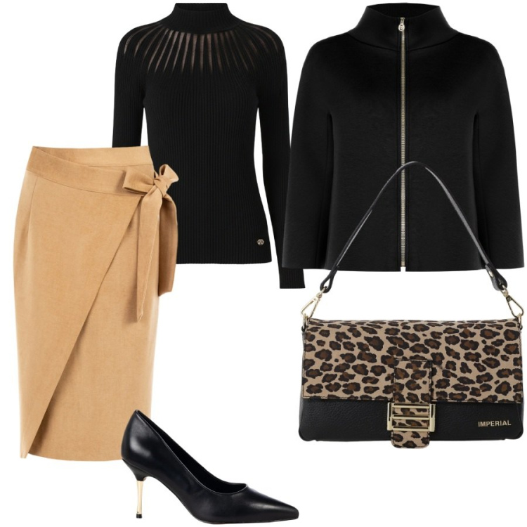 Outfit donna - Rinascimento. Stile Chic per Serata fuori. Abbinamento con décolleté, cappe, gonne longuette, pullovers, borse a spalla.