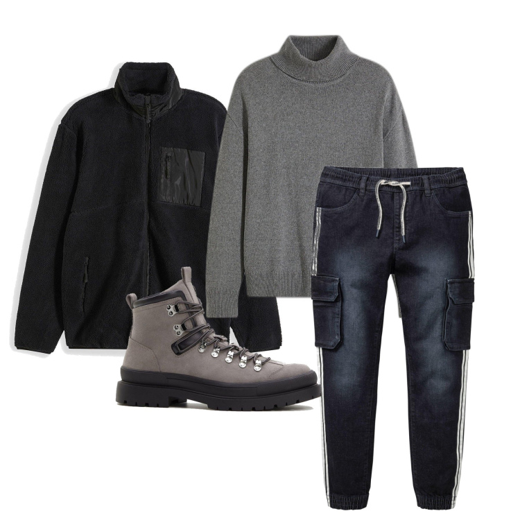 Outfit homme - Novembre. Style Casual pour Tous les jours. Assortir avec vestes, jeans, bottes, pulls.