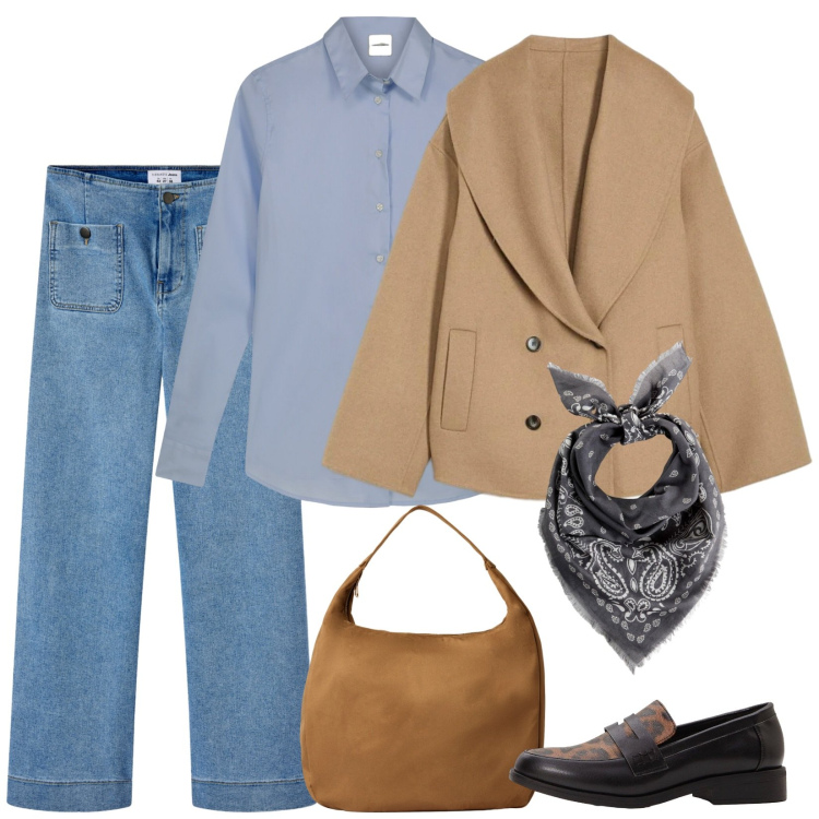 Outfit donna - La bandana. Stile Casual per Scuola/Università. Abbinamento con blazer, mocassini, foulard, jeans, borse a mano, camicie.