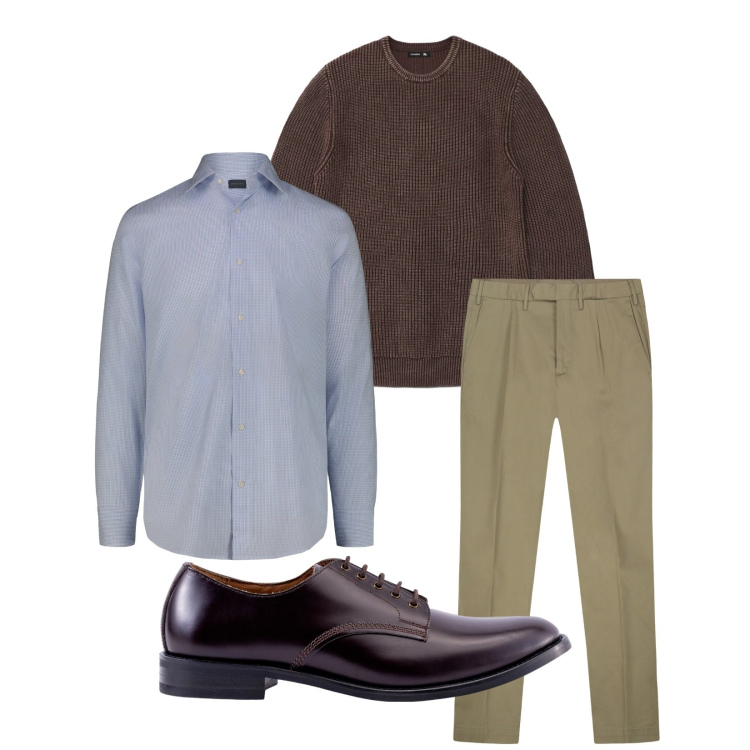 Outfit uomo - Total look #2294588. Stile Business/Elegante per Ufficio. Abbinamento con maglieria, scarpe stringate, pantaloni, camicie.