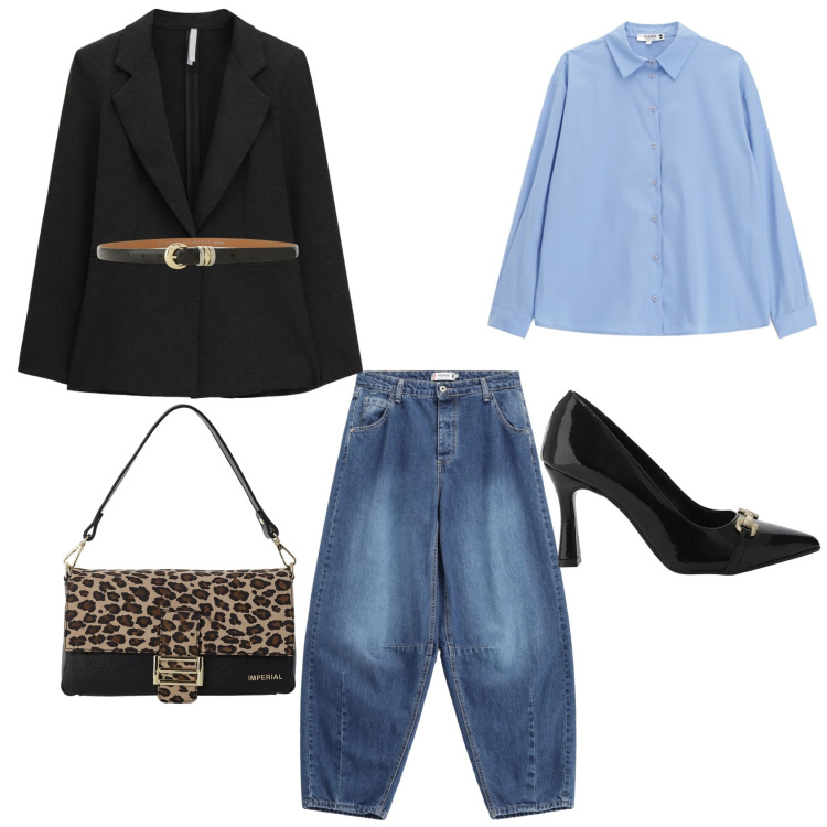 Outfit donna - Impeccabile. Stile Casual chic per Tutti i giorni. Abbinamento con jeans, camicie, cinture, borse a spalla, décolleté, blazer.