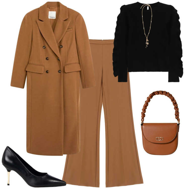 Outfit donna - Casual chic uno stile per ogni giorno. Stile Casual chic per Tutti i giorni. Abbinamento con cappotti, décolleté, borse a mano, maglieria, pantaloni, ciondoli.