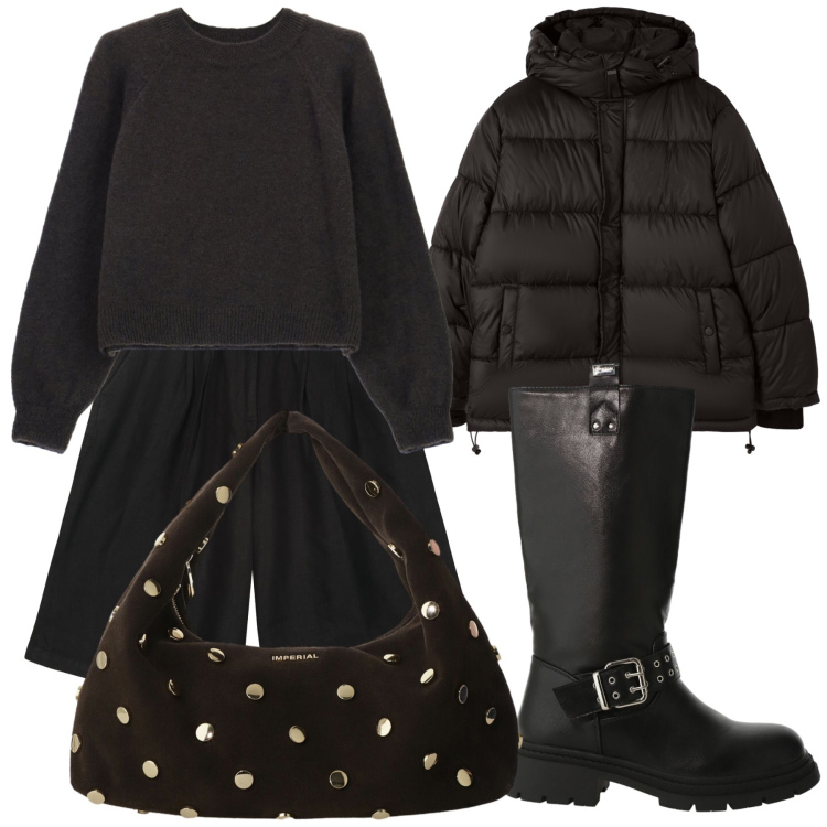 Outfit donna - Città. Stile Urban per Tutti i giorni. Abbinamento con bomber, maglieria, stivali, borse a spalla, bermuda.