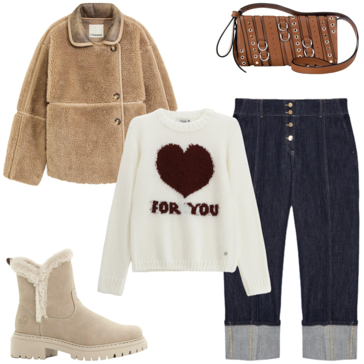 Outfit donna - Total look #2294691. Stile Casual chic per Tutti i giorni. Abbinamento con blazer, stivaletti, pullovers, borse a spalla, jeans.