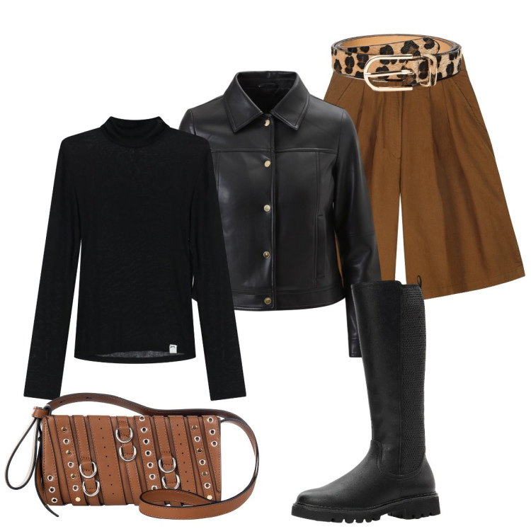 Outfit donna - Semplice eleganza. Stile Chic per Tutti i giorni. Abbinamento con stivali, giacche, borse a spalla, maglieria, bermuda, cinture.