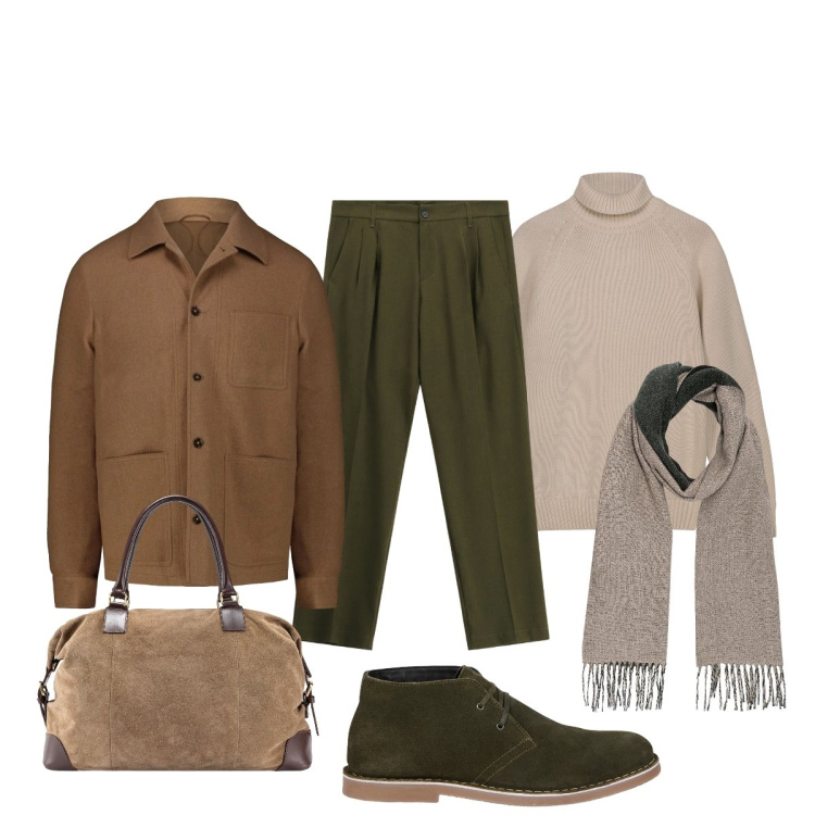 Outfit uomo - Stile Doppelganger. Stile Trendy per Tutti i giorni. Abbinamento con pantaloni, cappotti, stivali e stivaletti, sciarpe, borse sportive, pullovers.